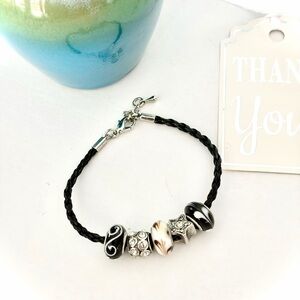 Stylish Black and Silver Beaded Bracelet
